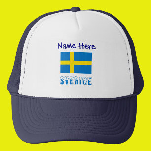 Gorra De Camionero Sverige Bandera Sueca Azul Personalizada 