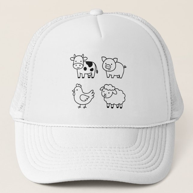 Gorra De Camionero Sweet & Simple Farm Animal Outlines (Anverso)