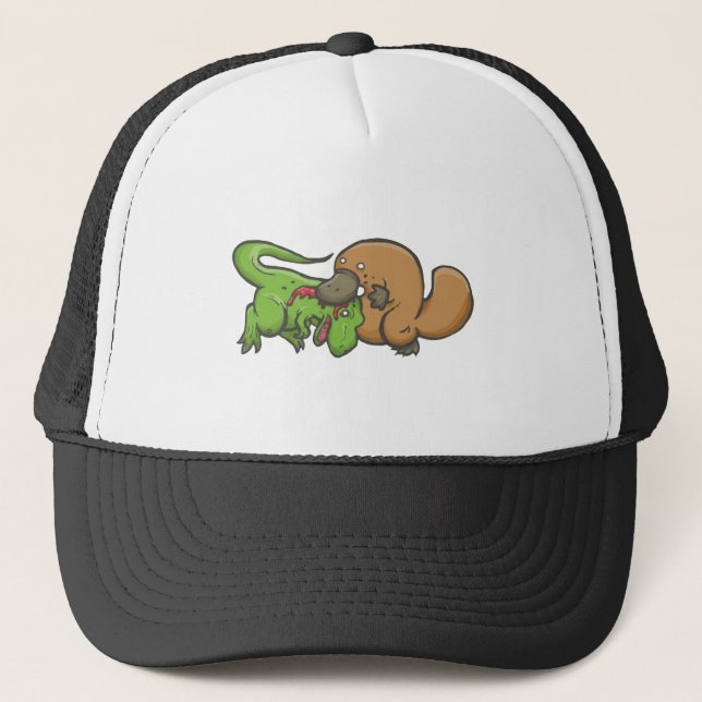 Gorra De Camionero T-rex contra Platypus (Anverso)