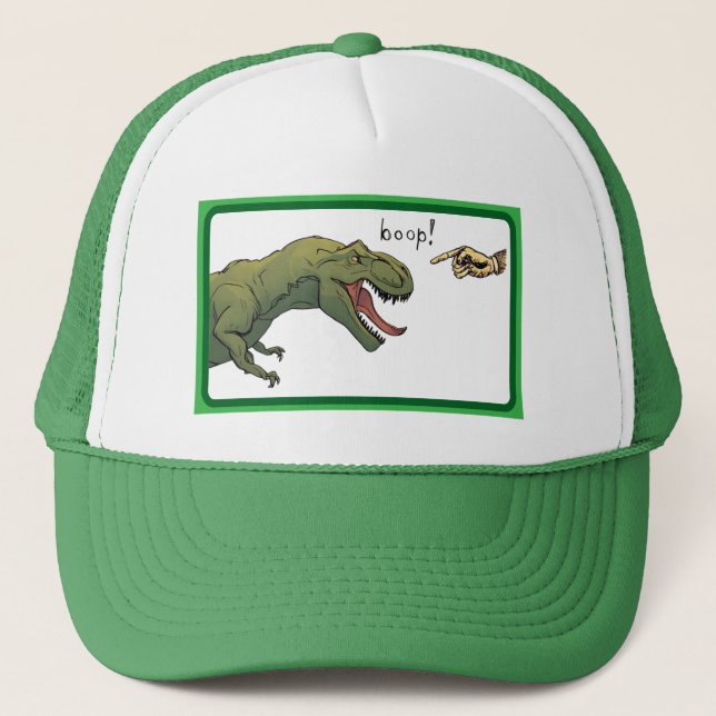 Gorra De Camionero T-Rex Dinosaur Boop Tyrannosaurus Béisbol Verde (Anverso)