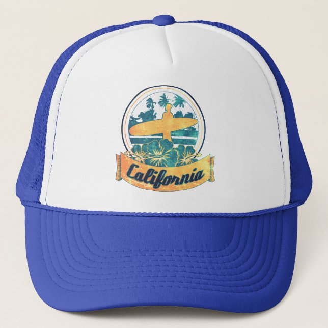 Gorra De Camionero Tabla hawaiana de California (Anverso)
