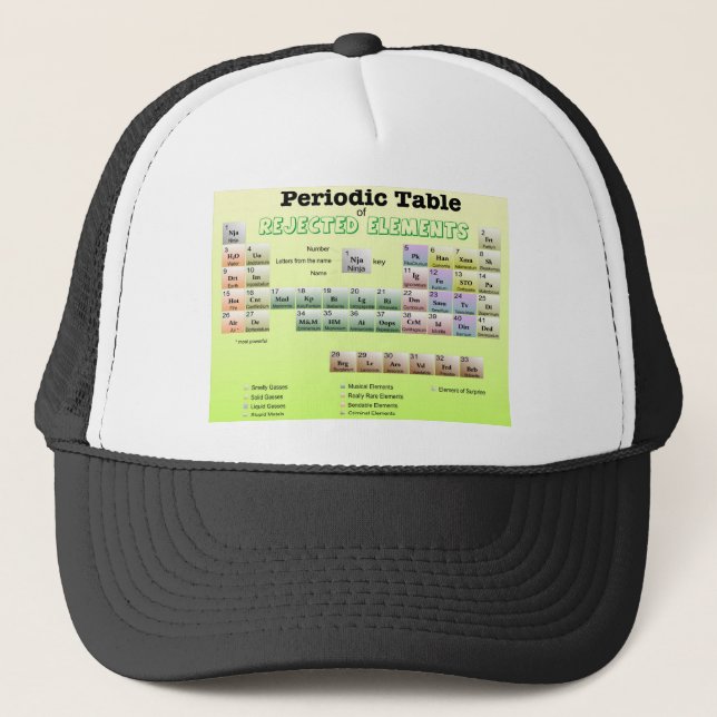 Gorra De Camionero Tabla periódica de elementos rechazados (Anverso)