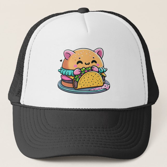 Gorra De Camionero Taco de gato hamburgués - Cuto, capricho, gracioso (Anverso)