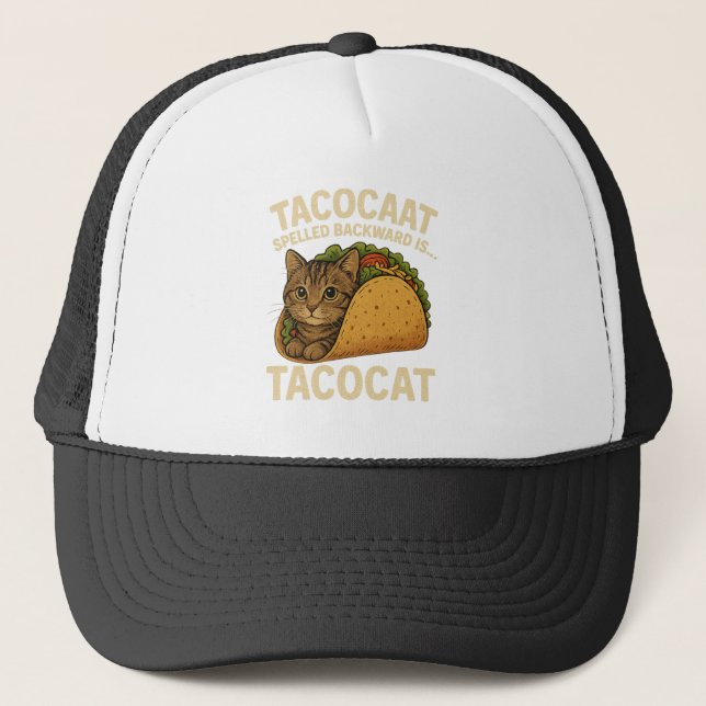 Gorra De Camionero TACOCAT HABLADO ATRÁS ES... - Amo Gato Y Taco (Anverso)