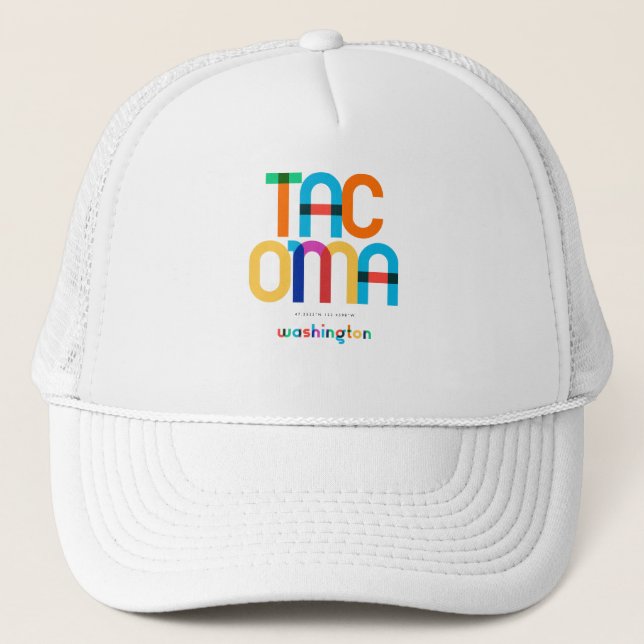 Gorra De Camionero Tacoma Washington Mid Century, Arte Pop, (Anverso)