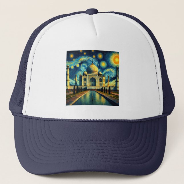 Gorra De Camionero Taj Mahal India Starry Night (Anverso)