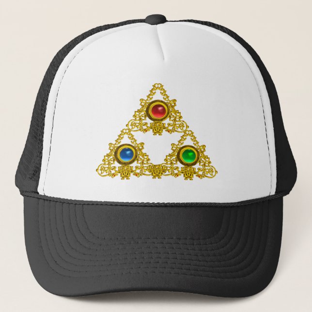 GORRA DE CAMIONERO TALISMAN MAGIC ELFIC/TRIÁNGULO ORO CON GEMSTONES (Anverso)