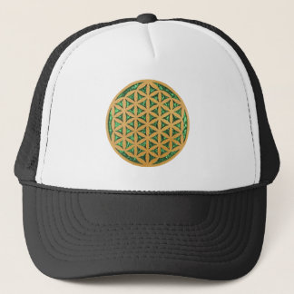 Gorra De Camionero Talla de madera de la flor de la vida