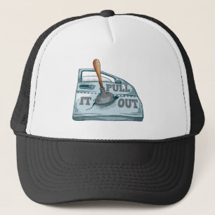 Gorra De Camionero Taller sobre el coche de palizas de panel