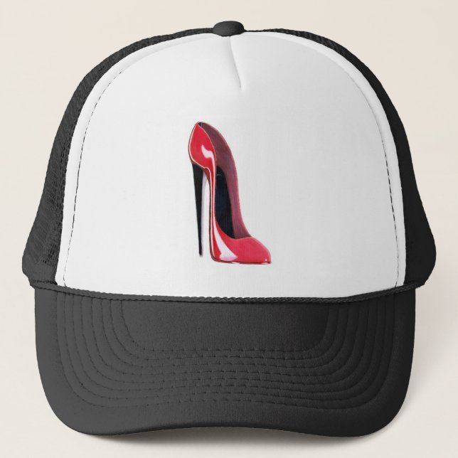 Gorra De Camionero Talón negro, zapato rojo del estilete (Anverso)
