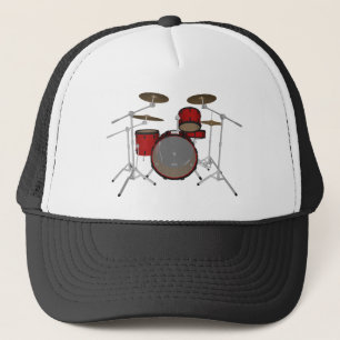 Gorra De Camionero Tambores: Batería roja: modelo 3D: