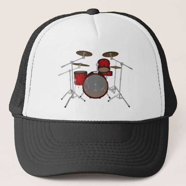Gorra De Camionero Tambores: Batería roja: modelo 3D: (Anverso)