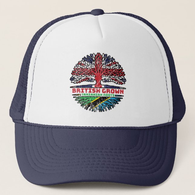 Gorra De Camionero Tanzania Árbol británico del Reino Unido (Anverso)