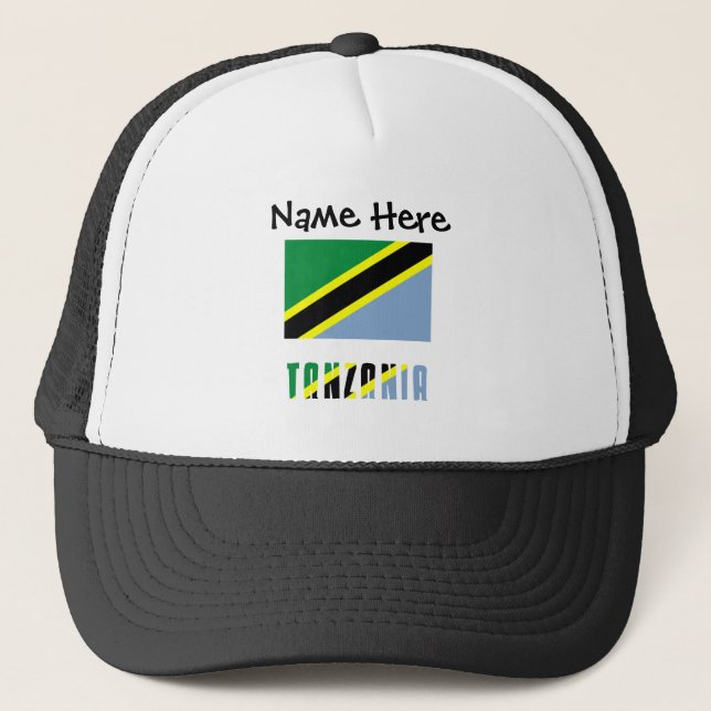 Gorra De Camionero Tanzania y la bandera tanzana personalizadas (Anverso)