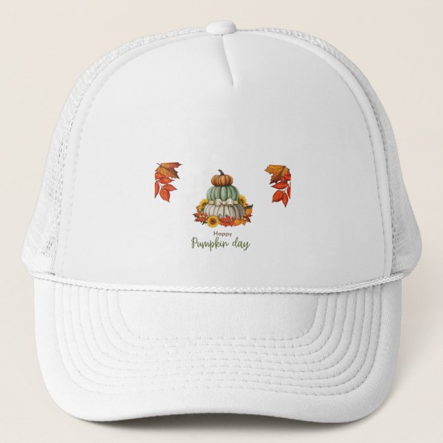 Gorra De Camionero Tapa blanca del día de la calabaza (Anverso)