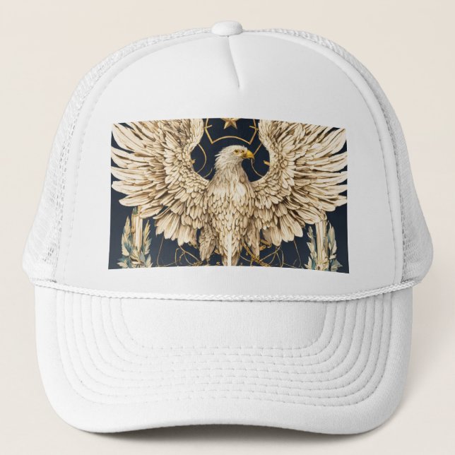 Gorra De Camionero Tapa blanca elegante de águila de cristal" (Anverso)