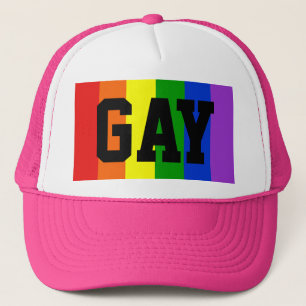 Gorra De Camionero Tapa de la bandera arco iris gay - rosa
