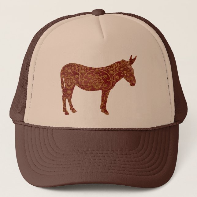 Gorra De Camionero Tapa de la silueta del burro del damasco (Anverso)