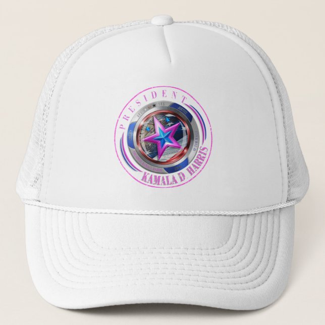 Gorra De Camionero Tapa del medallón del sello rosado de President Ha (Anverso)