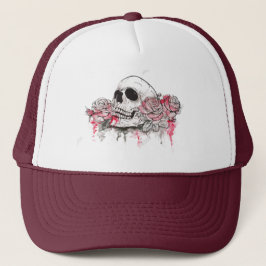 Gorra De Camionero Tapa Eternal Edge: Calavera y Rosas