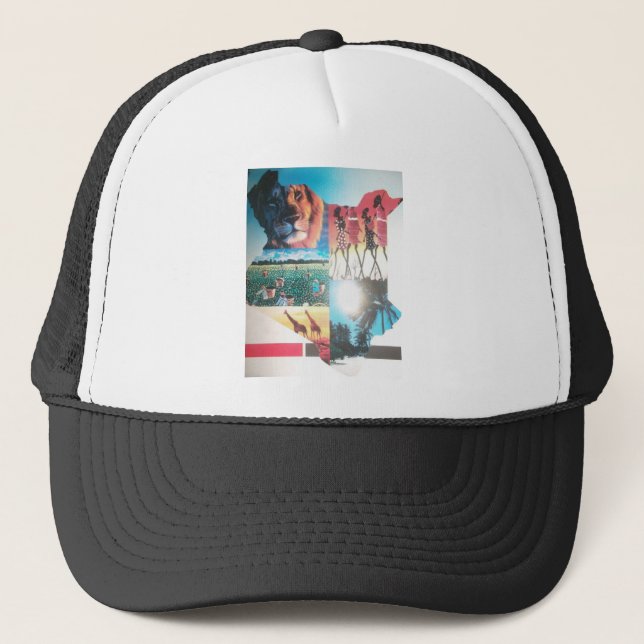 Gorra De Camionero Tapiz keniano: Vida silvestre, cultura y playa cos (Anverso)