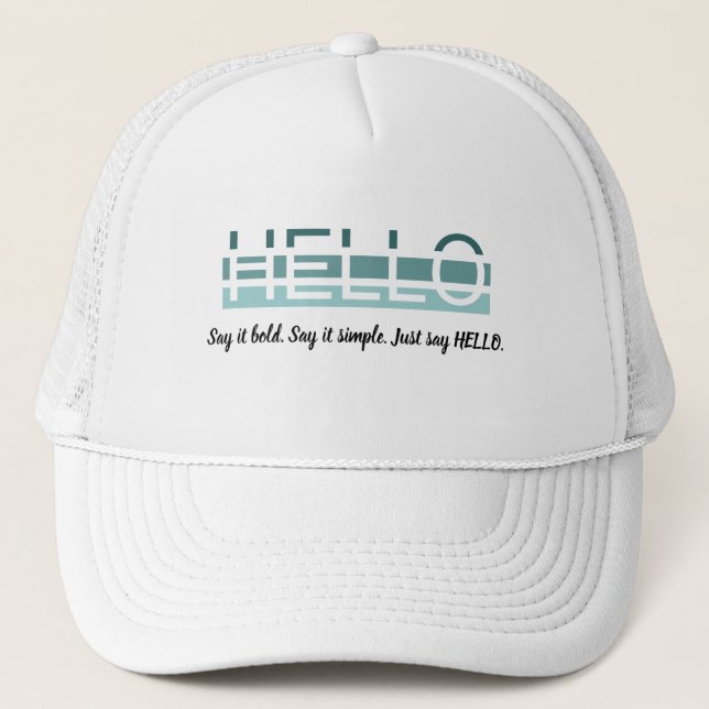 Gorra De Camionero Tapón de tipografía "HELLO" minimalista - Gradien  (Anverso)