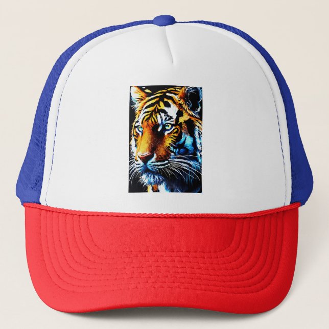 Gorra De Camionero Tapón en diseño de tigre (Anverso)