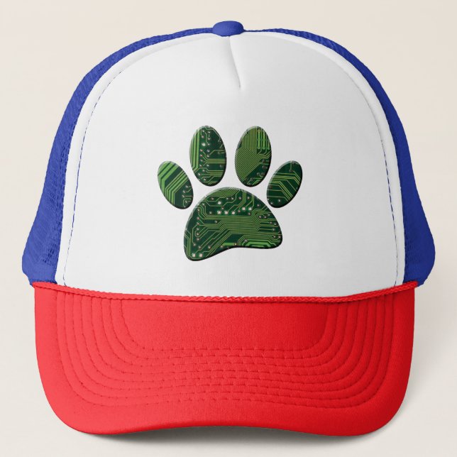Gorra De Camionero Tarjeta de circuito de huellas de perros (Anverso)