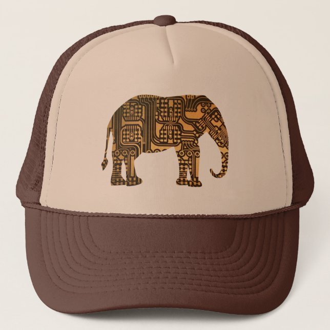 Gorra De Camionero Tarjeta de circuito del elefante de cobre (Anverso)
