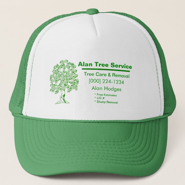 Gorra De Camionero Tarjeta de presentación de servicios de árbol (Anverso)