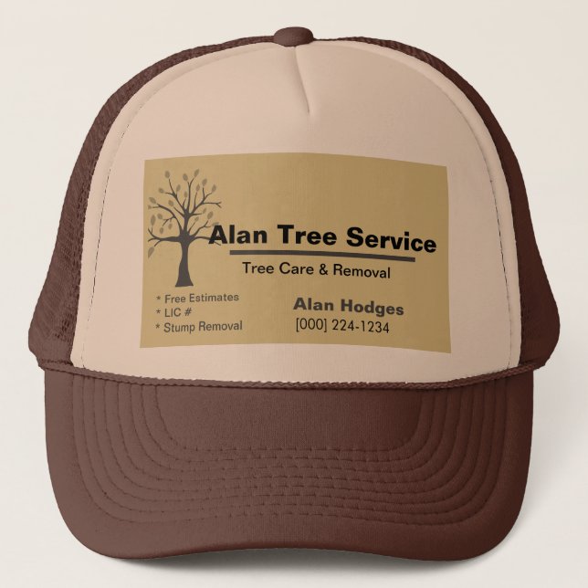 Gorra De Camionero Tarjeta de presentación de servicios de árbol (Anverso)