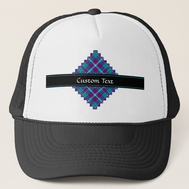Gorra De Camionero Tartán verde marino, púrpura y azul (Anverso)