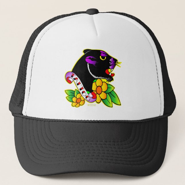 Gorra De Camionero Tatuaje de la pantera negra (Anverso)