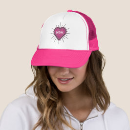 Gorra De Camionero Tatuaje de mamá del borde rosado del borde del cor