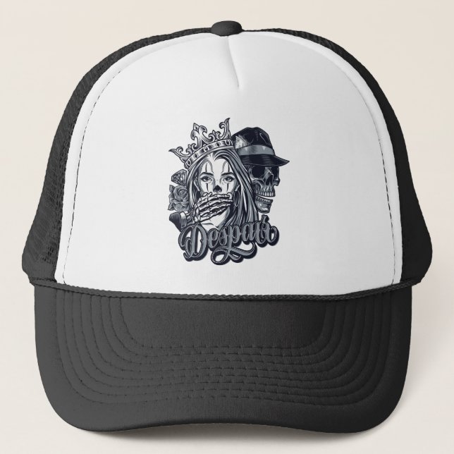 Gorra De Camionero Tatuaje estilo chicano vintage (Anverso)