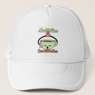 Gorra De Camionero Taza De Café Bonita Meditación Concentración Kawai