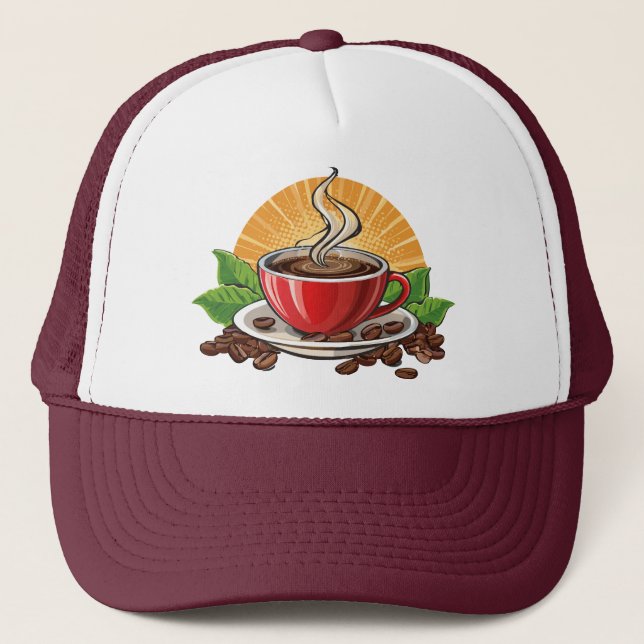 Gorra De Camionero Taza de café roja (Anverso)