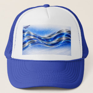 Gorra De Camionero Taza de camión de energía de onda de plata azul de