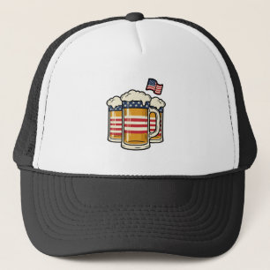 Gorra De Camionero Taza de cerveza patriótica diseño vectorial vintag
