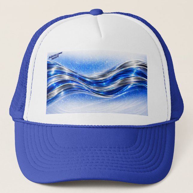 Gorra De Camionero Taza de energía Aqualume Flow - Onda de plata azul (Anverso)