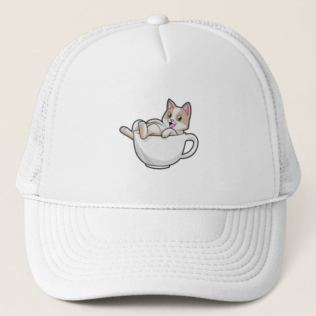 Gorra De Camionero Taza de té de gato (Anverso)