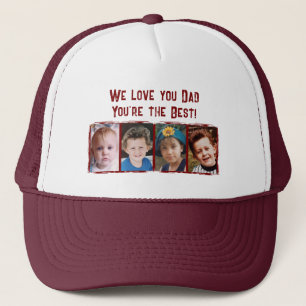 Gorra De Camionero Te amamos papá 4 fotos granate blanco
