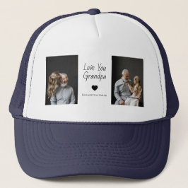 Gorra De Camionero Te amo abuelo con corazón y fotos -