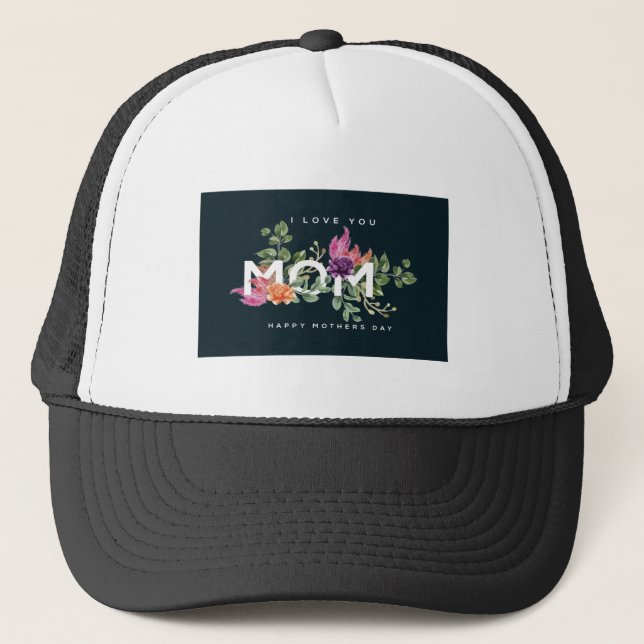 Gorra De Camionero Te Amo Mamá Floral Design Trucker Hat (Anverso)