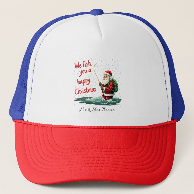 Gorra De Camionero Te pescamos un Navidad feliz divertido (Anverso)