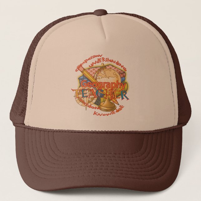Gorra De Camionero Teacher Motto de Geografía (Anverso)