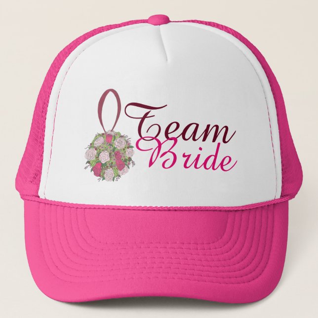 Gorra De Camionero Team Bride Rose Bouquet Boda Bridal Party (Anverso)