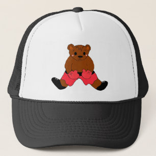 Gorra De Camionero Teddybear de boxeo en rojo