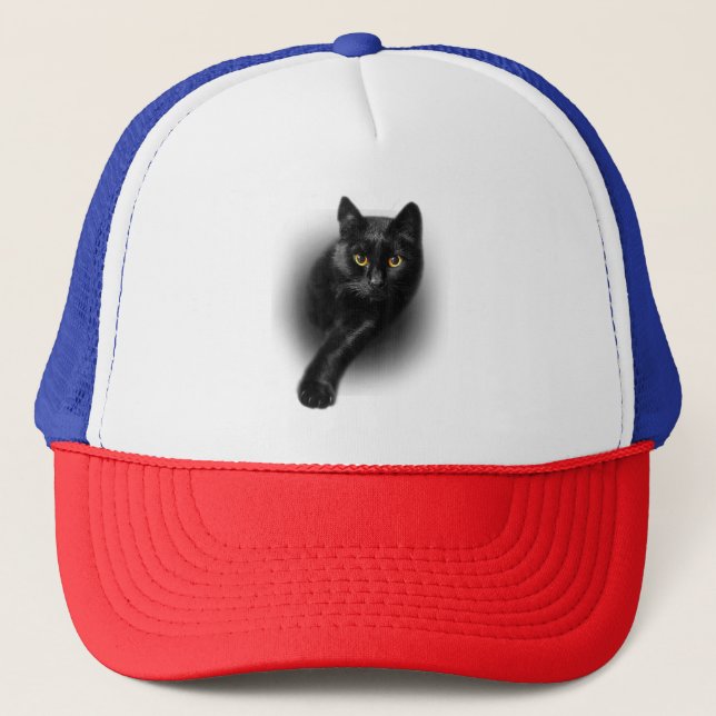 Gorra De Camionero Tee de gatos negros Ojos amarillos T-Shirt (Anverso)