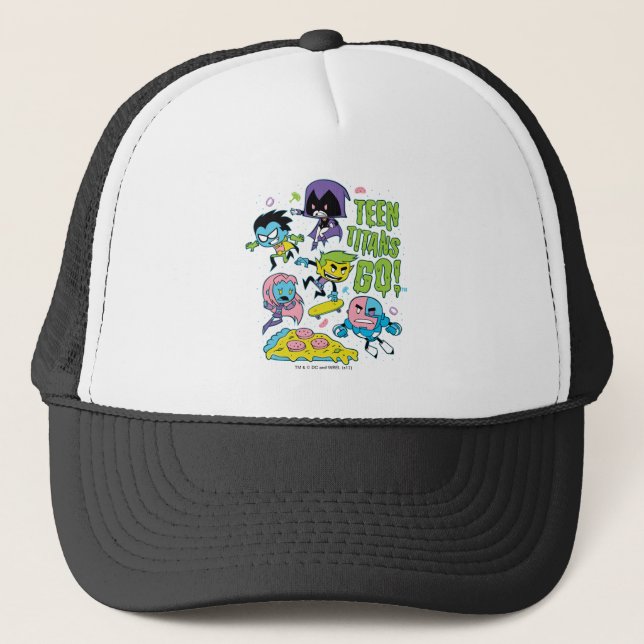 Gorra De Camionero Teen Titans Go! | Gnarly 90's Pizza Graphic (Anverso)